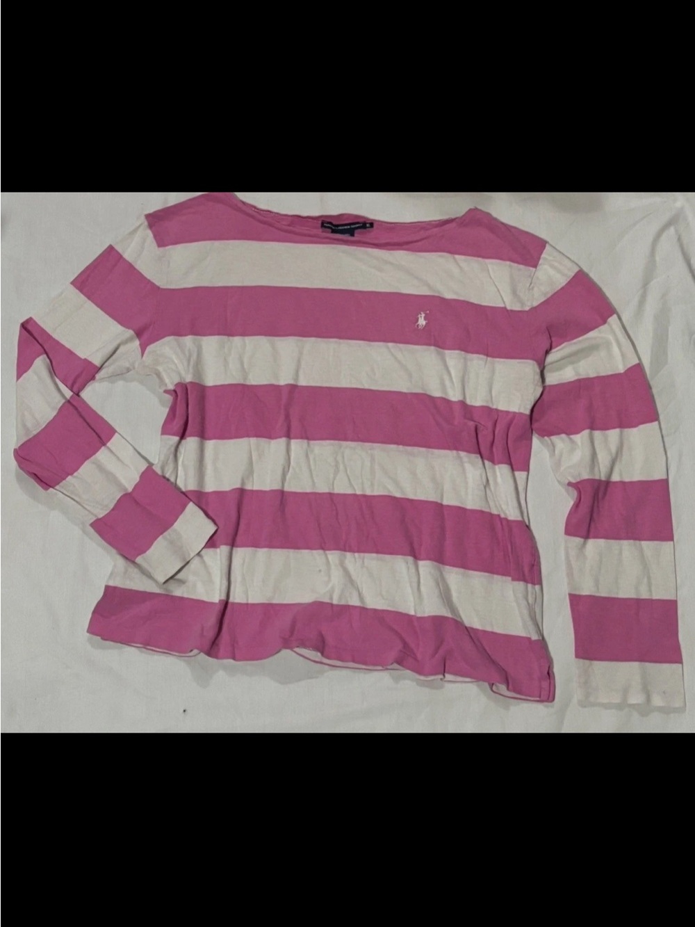 Ralph Lauren Sport Vintage Boatneck L/S Stripped Pink /White Womans Top SZ.XL